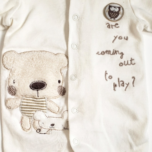 Babaluna Teddy Bear One-piece Sleeper with Hat - Picture 4 of 8